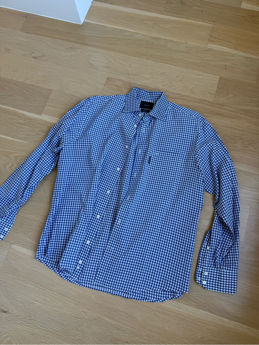 Faconnable Blue and White Gingham Dress Shirt